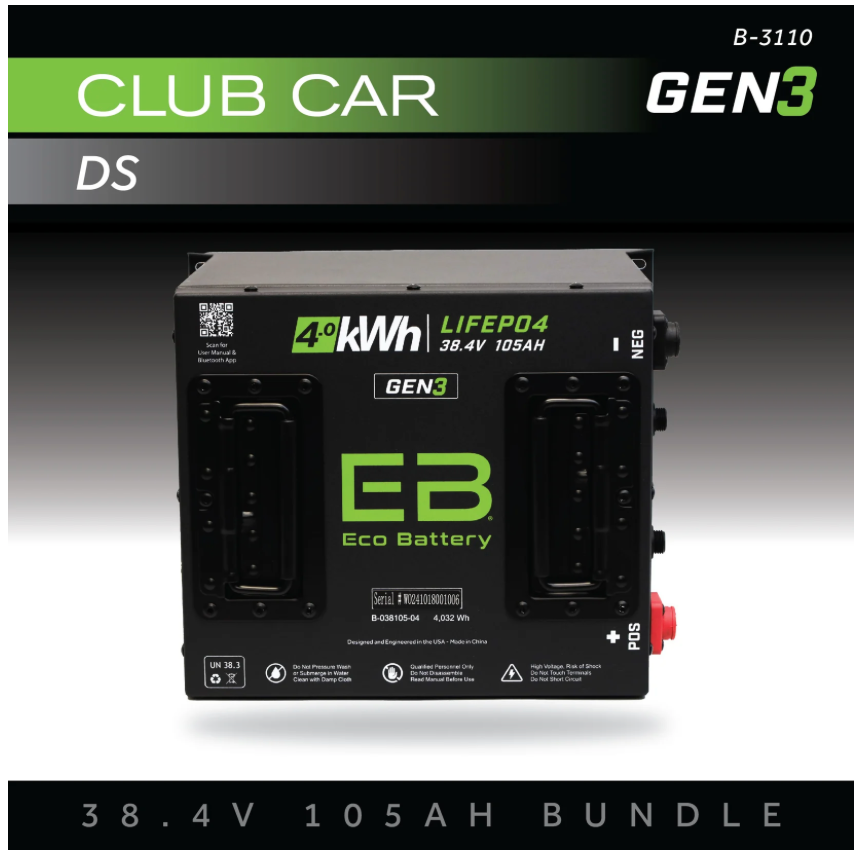 38V 105AH BATTERY BUNDLE / CLUB CAR DS